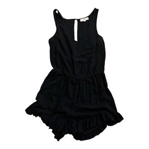 Altar'd State Elegant Black Romper Sleeveless Ruffle Hem Shorts Large